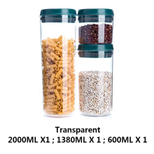 Frasco de plástico transparente para armazenamento doméstico de alimentos